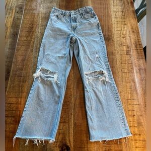 Zara Sky Blue Denim Distressed Jeans